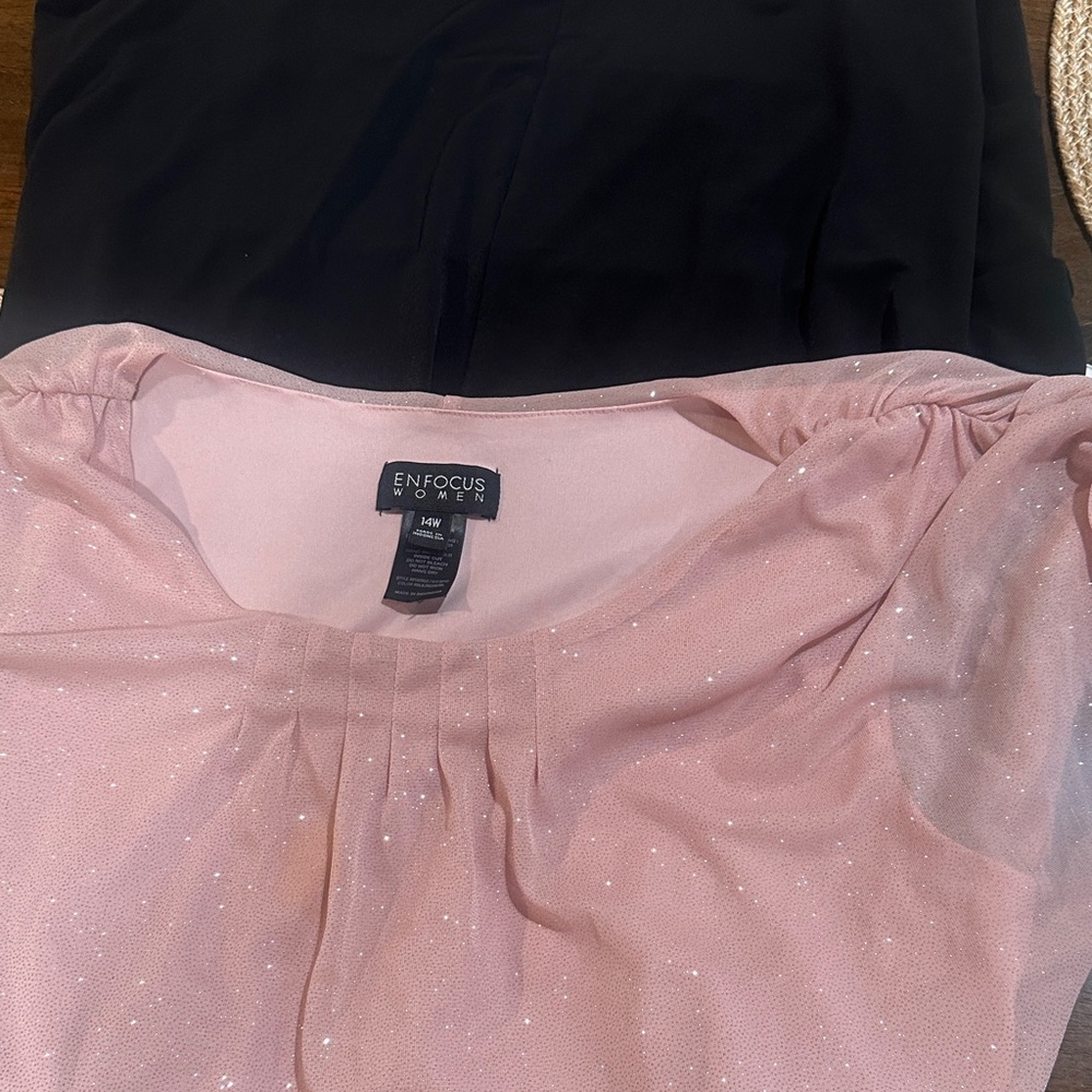 Enfocus Pink and Black Glitter mini Dress